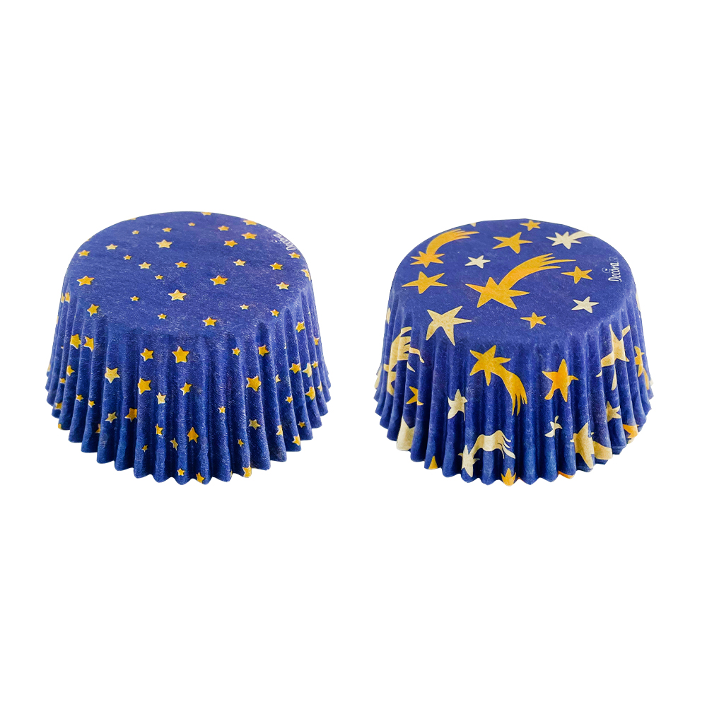 Papilotki Świąteczne na muffiny, babeczki, cupcake 50x32 mm Gwiazdki 36 sztuk