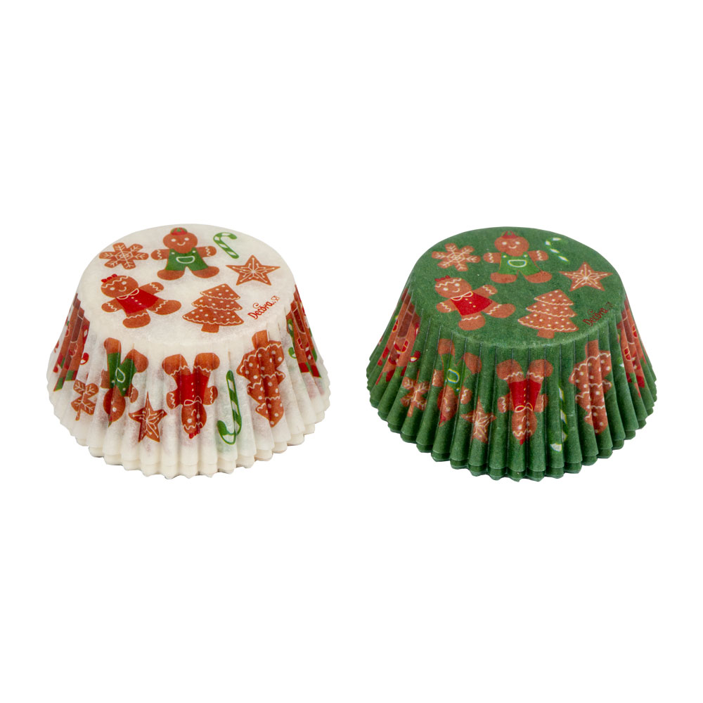 Papilotki Świąteczne na muffiny, babeczki, cupcake 50x32 mm Pierniczki 36 sztuk