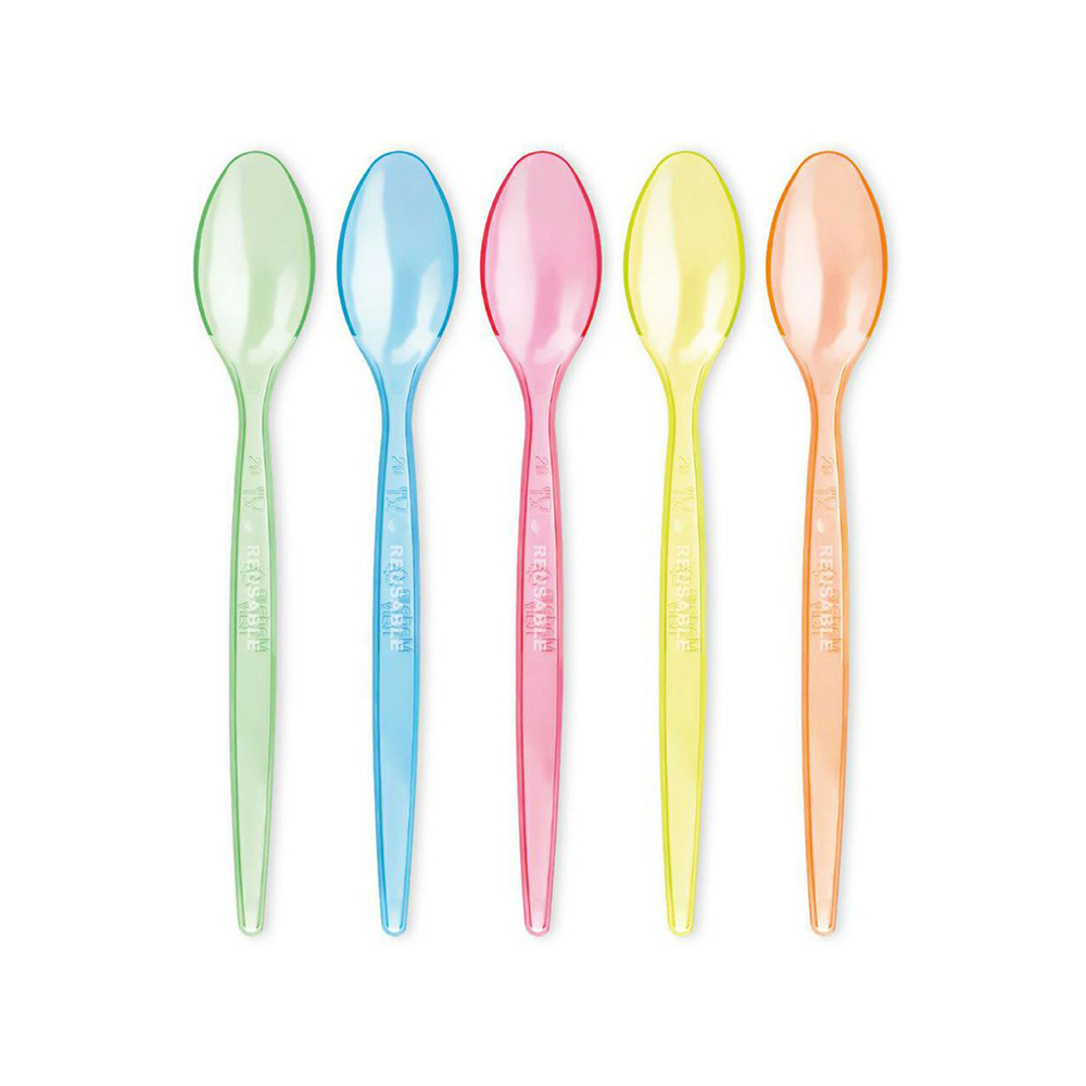Łyżeczki transparentne długie 18 cm mix kolor RE-USE (180 szt.)