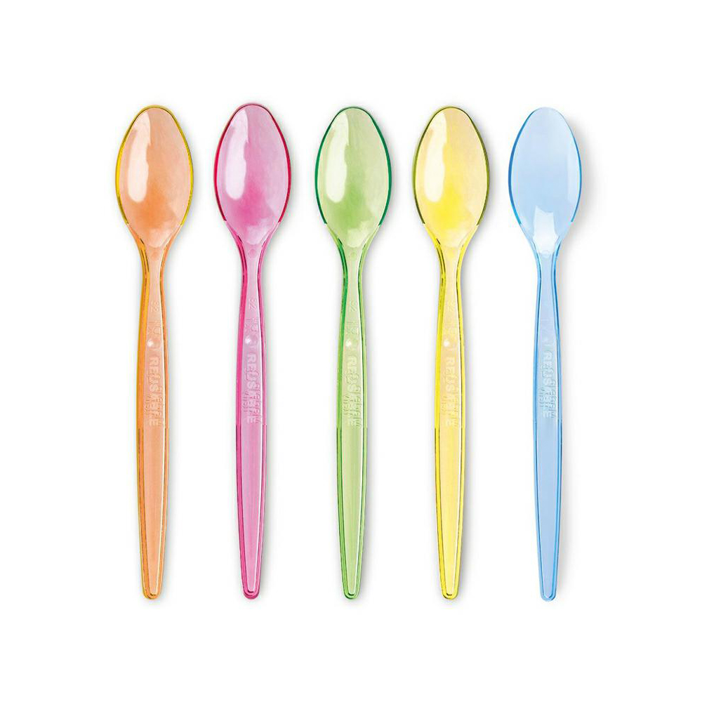Łyżeczki transparentne długie 18 cm mix kolor RE-USE (180 szt.)