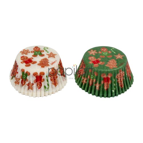 Papilotki Świąteczne na muffiny, babeczki, cupcake 50x32 mm Pierniczki 36 sztuk