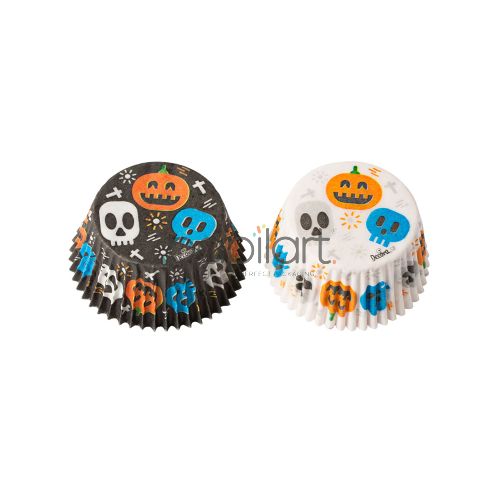 Papilotki na muffiny, babeczki, cupcake 50x32 mm Czaszki i Dynie 36 sztuk