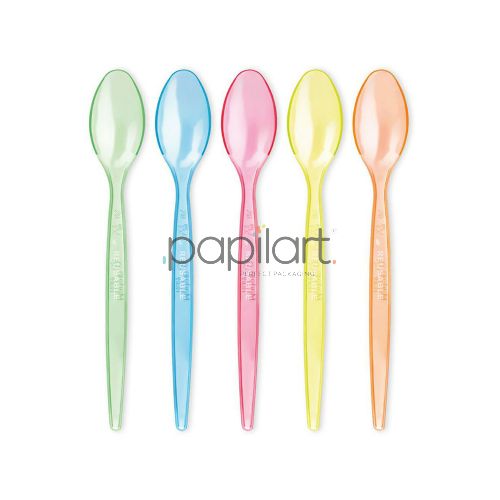 Łyżeczki transparentne długie 18 cm mix kolor RE-USE (180 szt.)