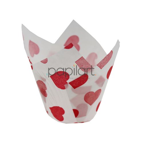 Muffiny tulipan 50x80 mm białe/duże serca
