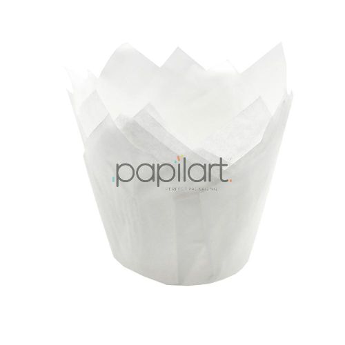 Muffiny tulipan białe 50x60mm papier 75gsm