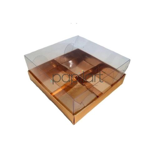 Opakowanie na 4 monoporcje 18 x 18 cm, złote, 10 szt.