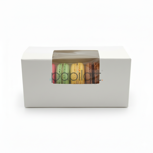 Opakowanie na makaroniki 10 x 4,5 x 4,5 cm z okienkiem 100 szt.