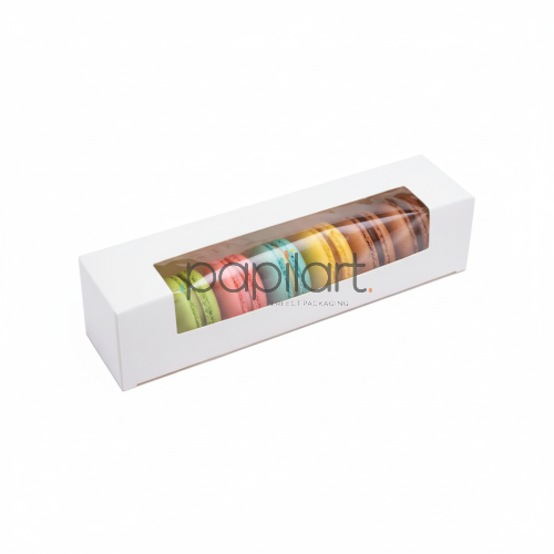 Opakowanie na makaroniki 16 x 4,5 x 4,5 cm z okienkiem 100 szt.