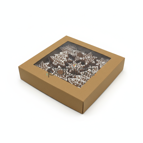 Opakowanie z okienkiem 185x185x35 mm kraft 10 szt.