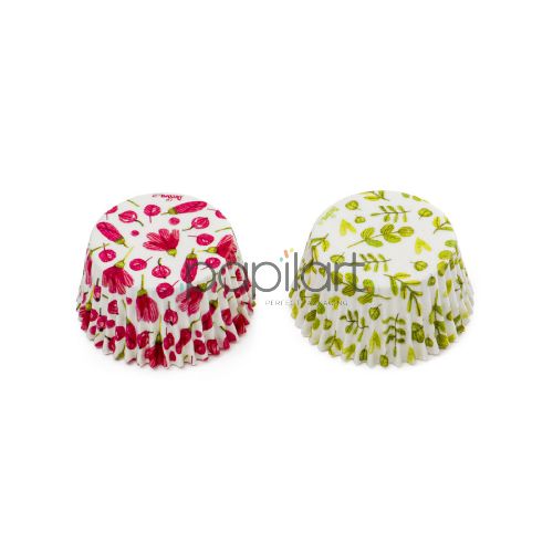 Papilotki na muffiny, babeczki, cupcake 50x32 mm Kwiaty 36 sztuk
