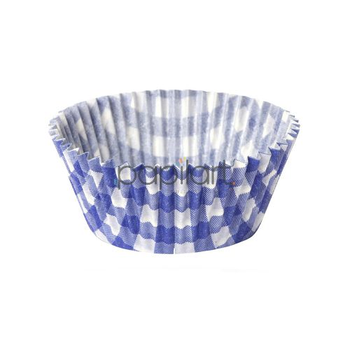 Papilotki cupcake fioletowo-biała Kratka 50x30 mm 100 sztuk