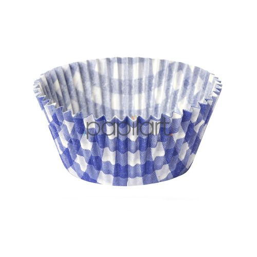 Papilotki cupcake fioletowo-biała Kratka 53x32,5 mm 100 sztuk