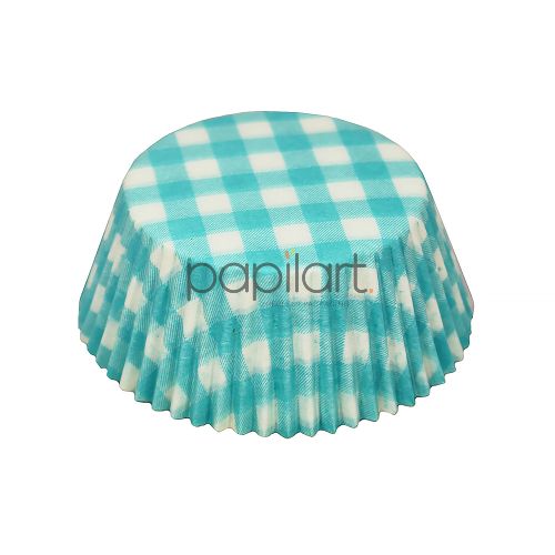 Papilotki cupcake zielono-biała Kratka 53 x 32,5 mm 100 sztuk