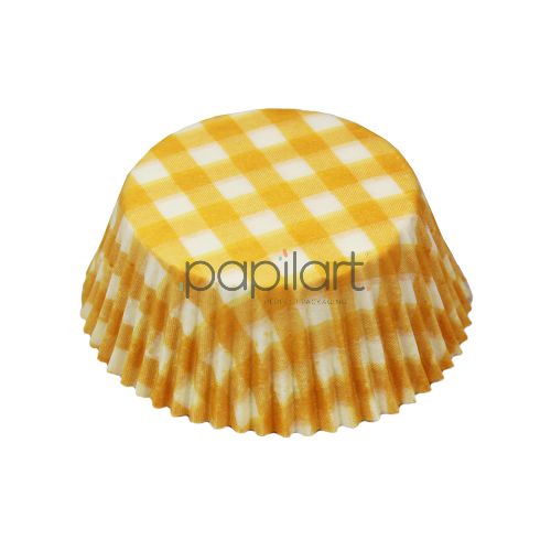 Papilotki cupcake żółto-biała Kratka 53x32,5 mm 100 sztuk