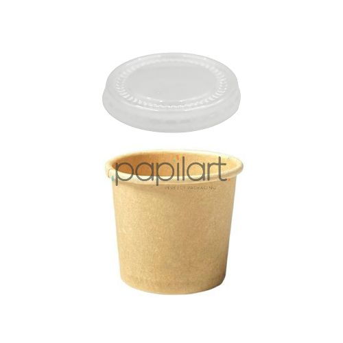 Pojemnik do sosu papierowy KRAFT 30 ml z pokrywką PET