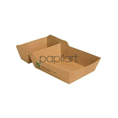 Tacka brązowa na frytki 2-dzielna 18,5 x 8,5 x 3,5 cm 80 szt.