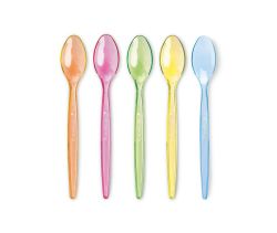 Łyżeczki transparentne długie 18 cm mix kolor RE-USE (180 szt.)