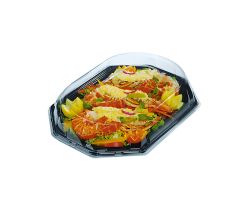 Taca cateringowa PET czarna z przykrywką