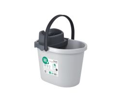 Wiadro 13 l z wyciskaczem płaskim ekologiczne z recyklingu ECO EGO szare