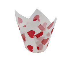 Muffiny tulipan 50x80 mm białe/duże serca