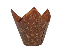 Muffiny tulipan Wesołych Świąt 50x80 mm brązowe