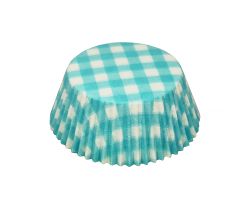 Papilotki cupcake zielono-biała Kratka 53 x 32,5 mm 100 sztuk