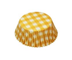 Papilotki cupcake żółto-biała Kratka 53x32,5 mm 100 sztuk
