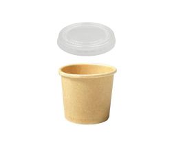 Pojemnik do sosu papierowy KRAFT 30 ml z pokrywką PET