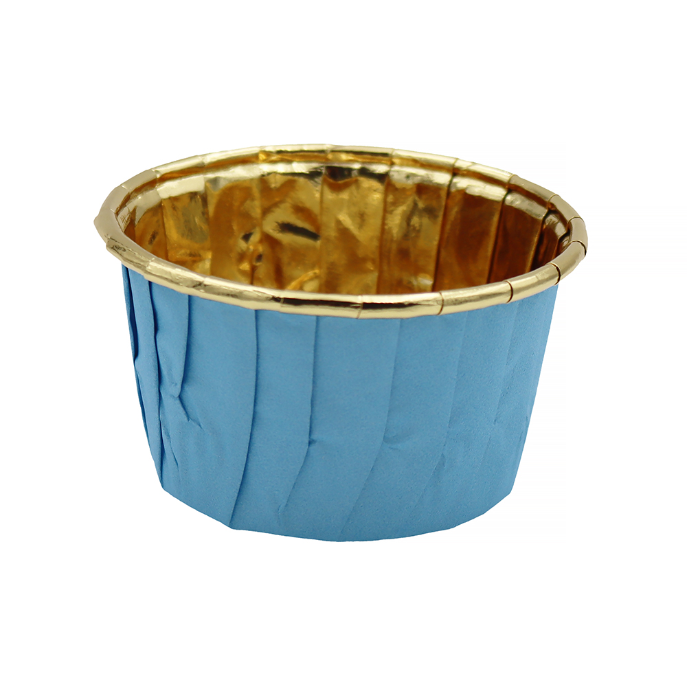Papilotka kubeczek niebieski ze złotym wnętrzem 54x40 mm (50 szt.)