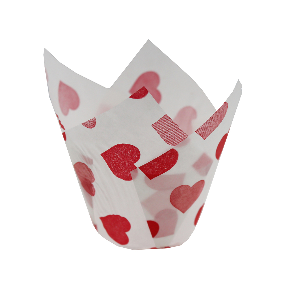 Muffiny tulipan 50x80 mm białe/duże serca