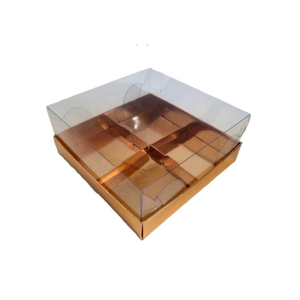 Opakowanie na 4 monoporcje 18 x 18 cm, złote, 10 szt.