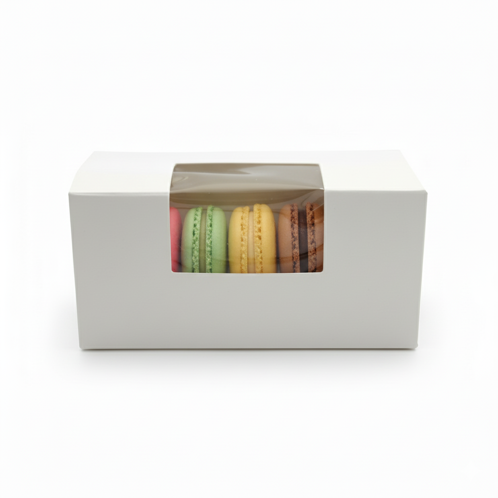 Opakowanie na makaroniki 10 x 4,5 x 4,5 cm z okienkiem 100 szt.