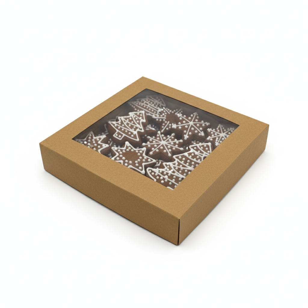 Opakowanie z okienkiem 185x185x35 mm kraft 10 szt.