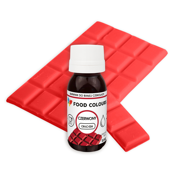 Barwnik CZERWONY do białej czekolady olejowy 18 ml Food Colours