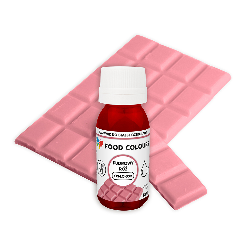 Barwnik PUDROWY RÓŻ do białej czekolady olejowy 18 ml Food Colours