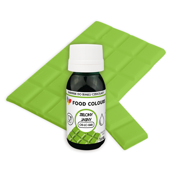 Barwnik ZIELONY JASNY do białej czekolady olejowy 18 ml Food Colours 