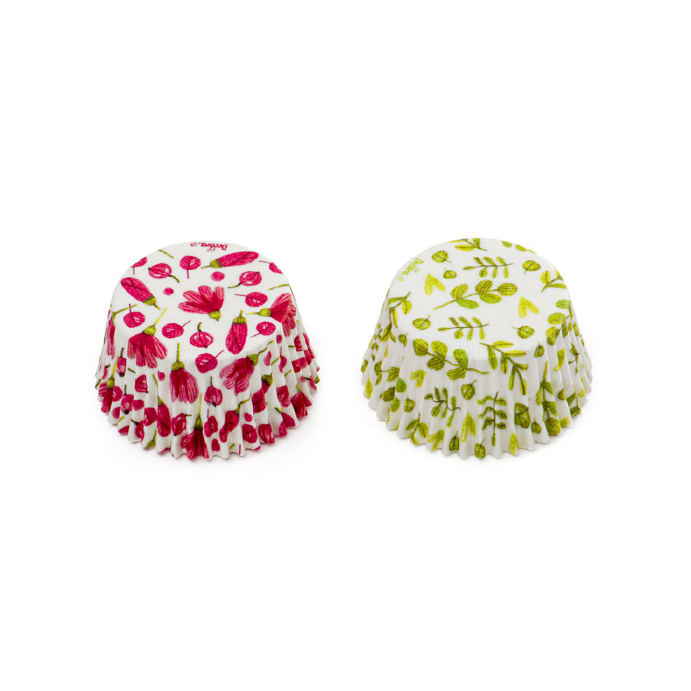 Papilotki na muffiny, babeczki, cupcake 50x32 mm Kwiaty 36 sztuk