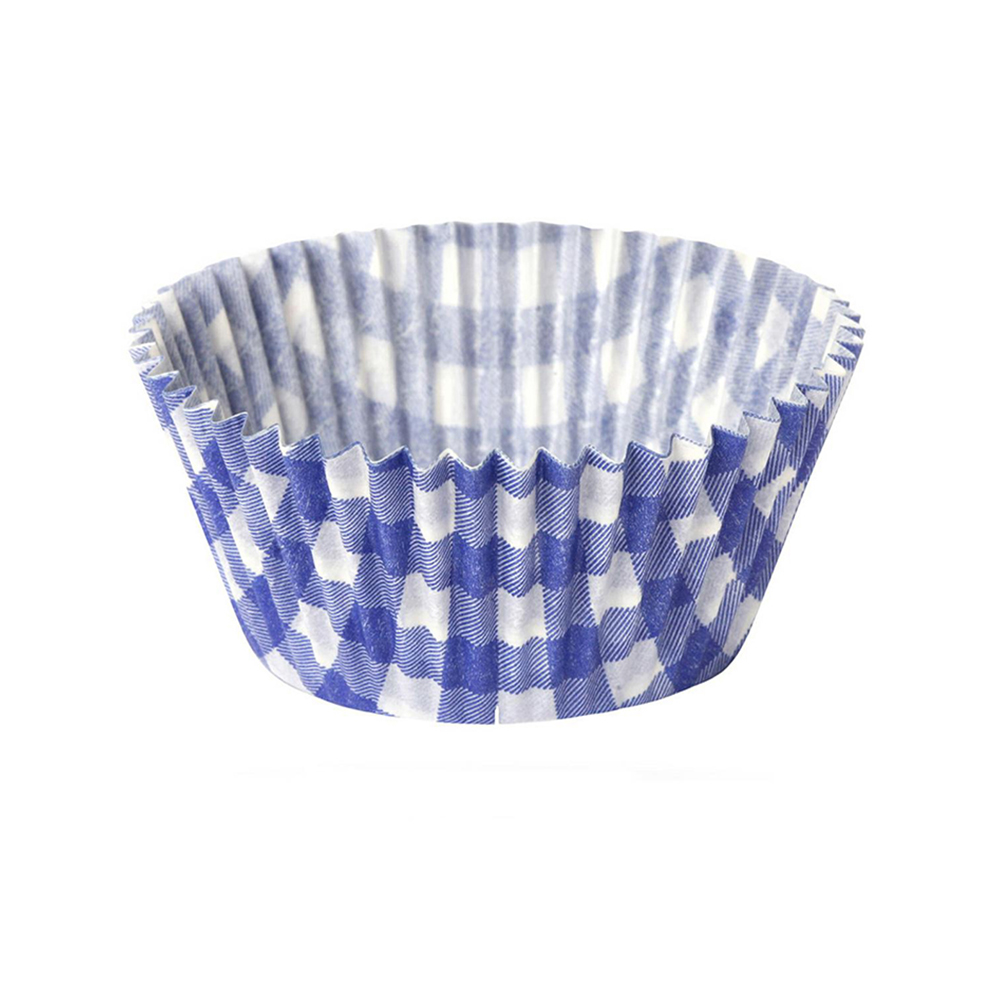 Papilotki cupcake fioletowo-biała Kratka 53x32,5 mm 100 sztuk