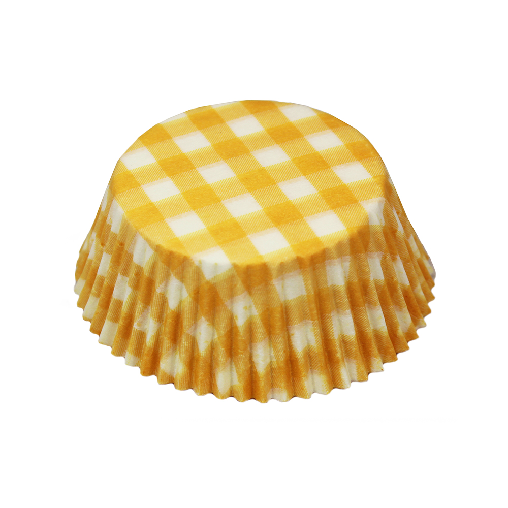 Papilotki cupcake żółto-biała Kratka 53x32,5 mm 100 sztuk