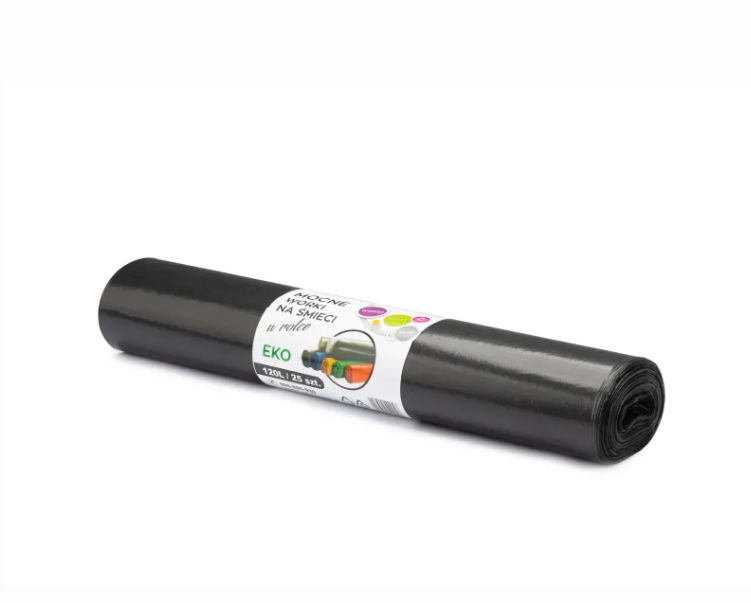 Worki na śmieci LDPE 120L czarne MOCNE a25