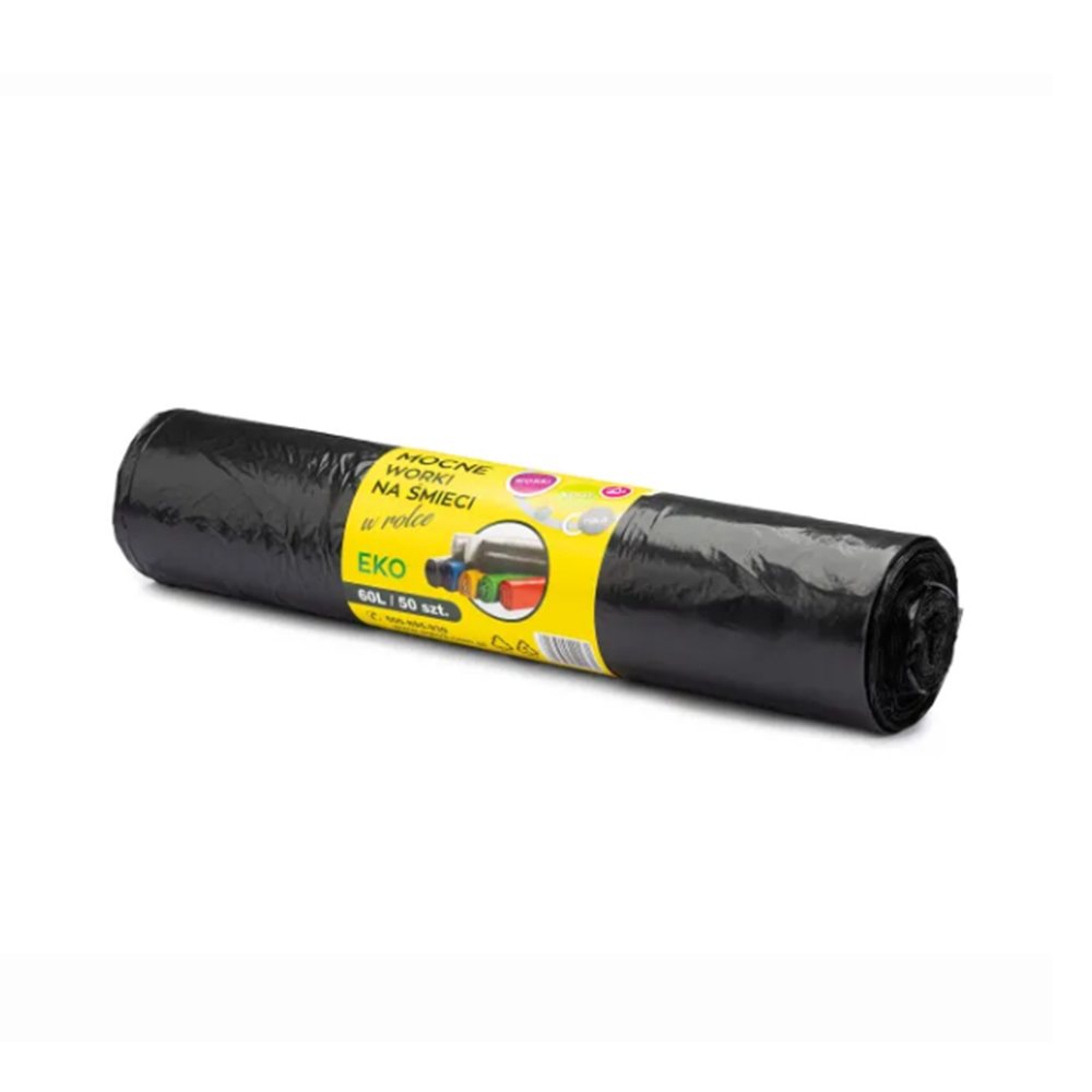 Worki na śmieci LDPE 60L czarne MOCNE a50